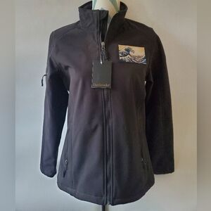 Dunbrooke Black jacket with "Great Wave" sewn on patch- size medium